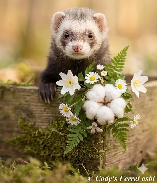 EVY, zibeline female mixed breed for adoption at Cody's Ferret ASBL