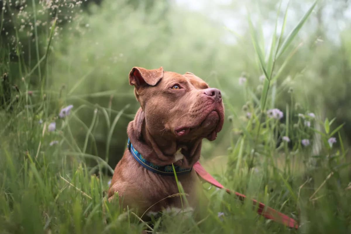 Chio, braun male 4yo American Bully for adoption at Berner Tierzentrum