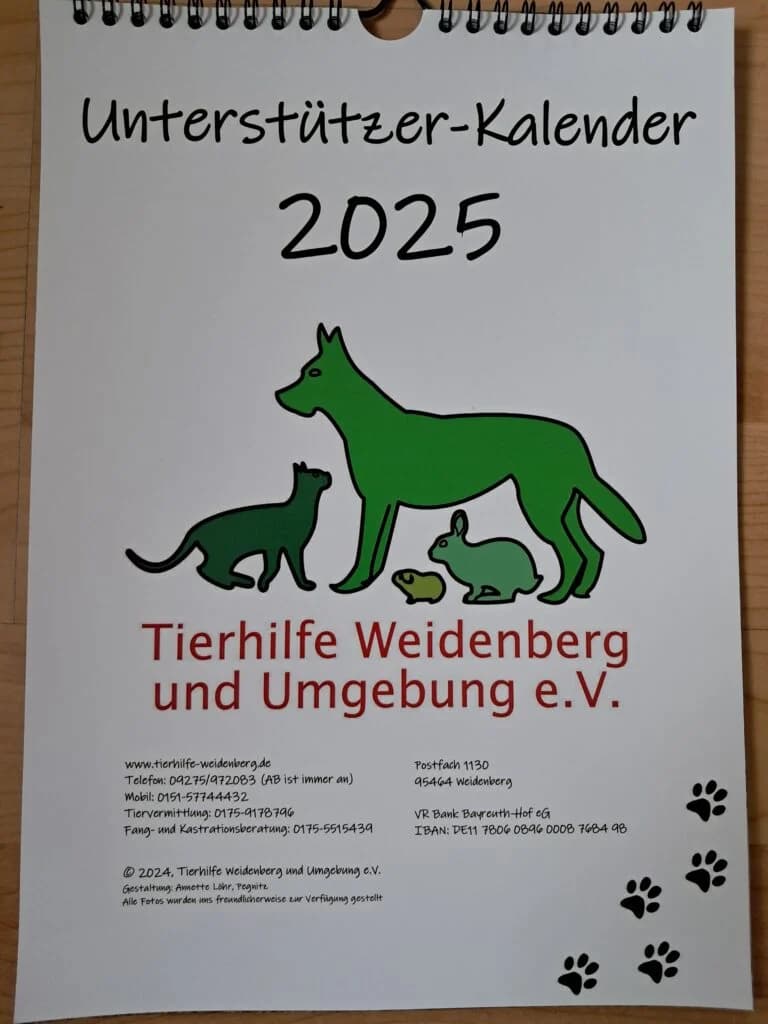 Unterstützer-Kalender 2025, Mixed Breed for adoption at Tierhilfe Weidenberg