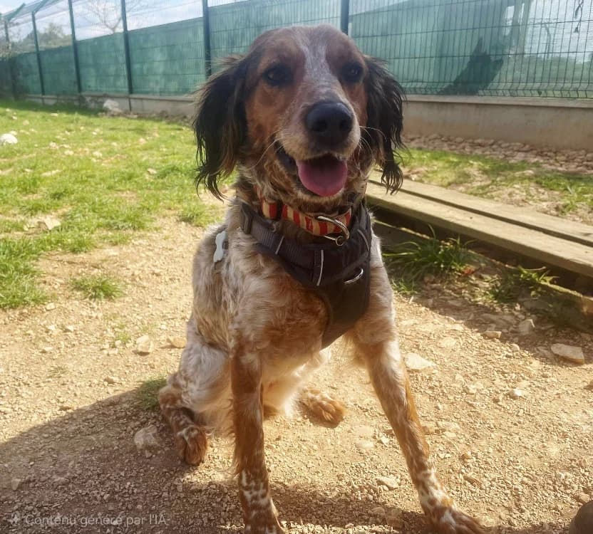PRALINE, female Brittany Spaniel for adoption at SPA Chamarande, Chamarande