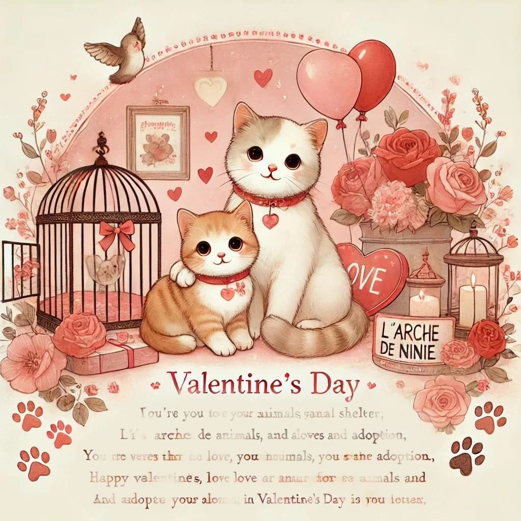 Un amour de chat : Poème pour la Saint-Valentin 2025,  Mixed Breed for adoption at L, Plessé