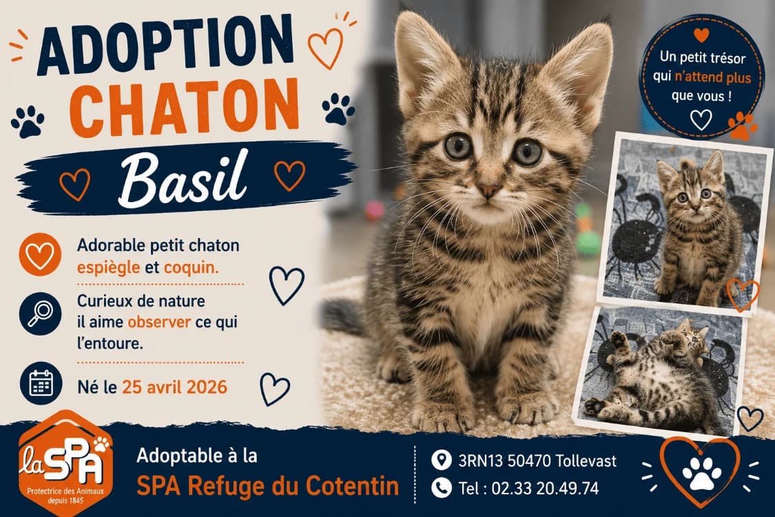 BASIL, male puppy Mixed Breed for adoption at SPA Cherbourg (Cotentin), Cherbourg