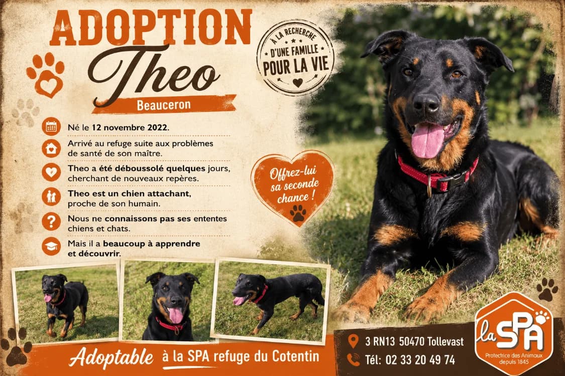THEO, male 3yo mixed breed for adoption at SPA Cherbourg (Cotentin), Cherbourg