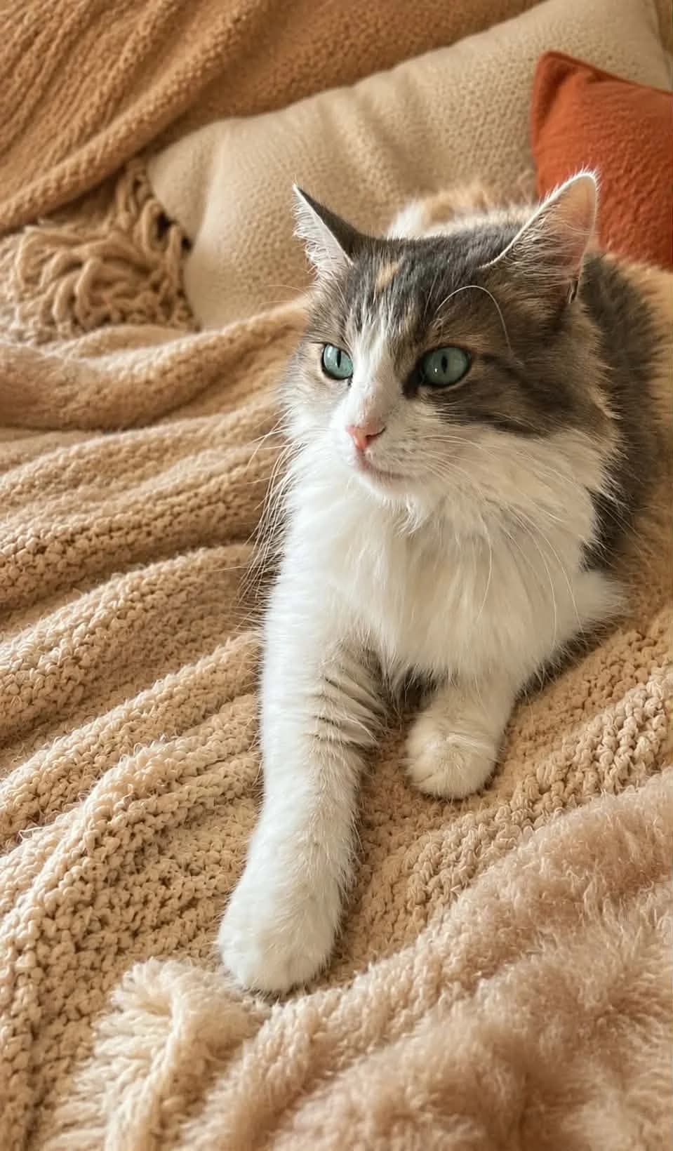 Nyla, tricolore grise crème poils mi long female young European Shorthair for adoption at Association Thalya Protection
