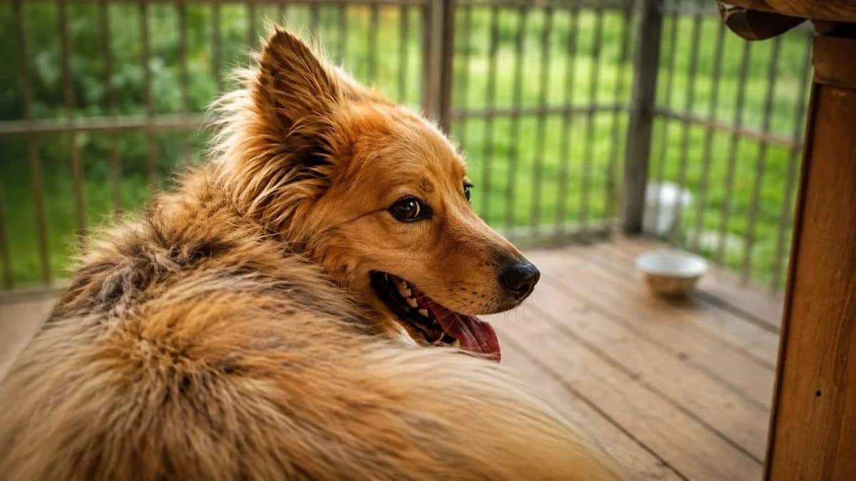 Čipas, Ruda male 6yo mixed breed for adoption at Tautmiles globa, Vilniaus r. sav.