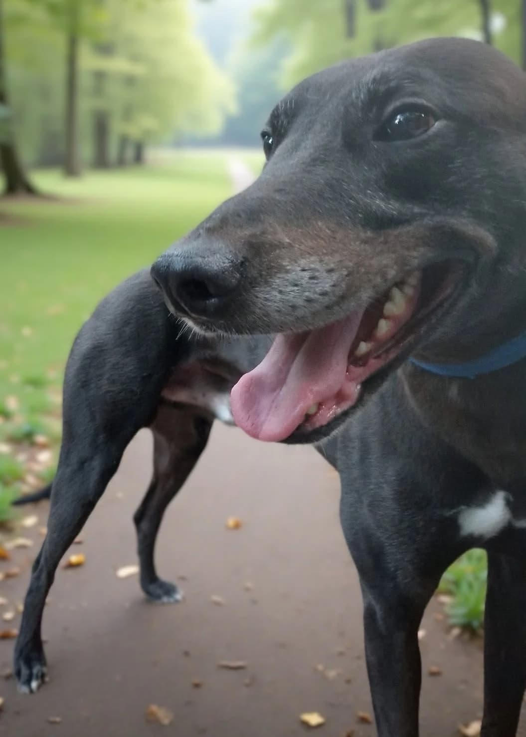 Luka, male young Lurcher for adoption at Hundar Utan Hem, Stockholm