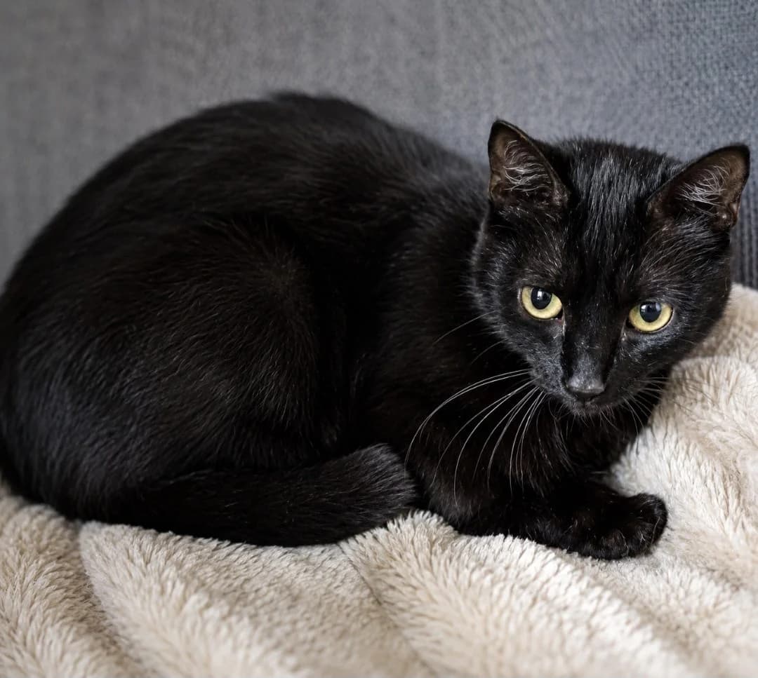 BAMBOO, zwart male young European Shorthair for adoption at Dierenasiel De Knuffelpootjes, Menen