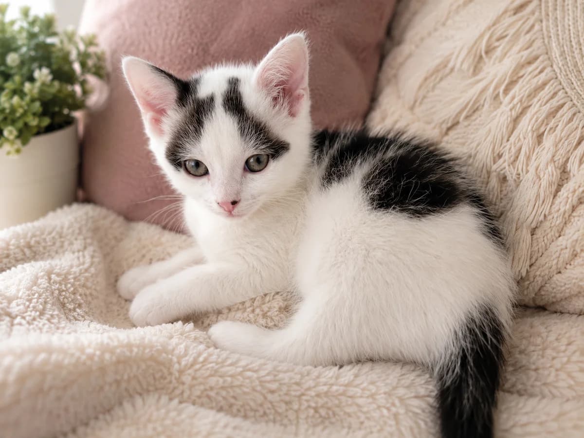 Lotje, Zwart-wit female puppy European Shorthair for adoption at Dierenasiel De Knuffelpootjes, Menen