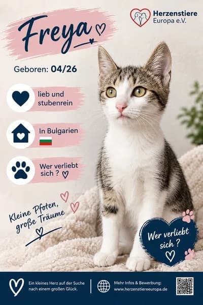 FREYA, getigert female puppy Mixed Breed for adoption at Herzenstiere Europa e.V.