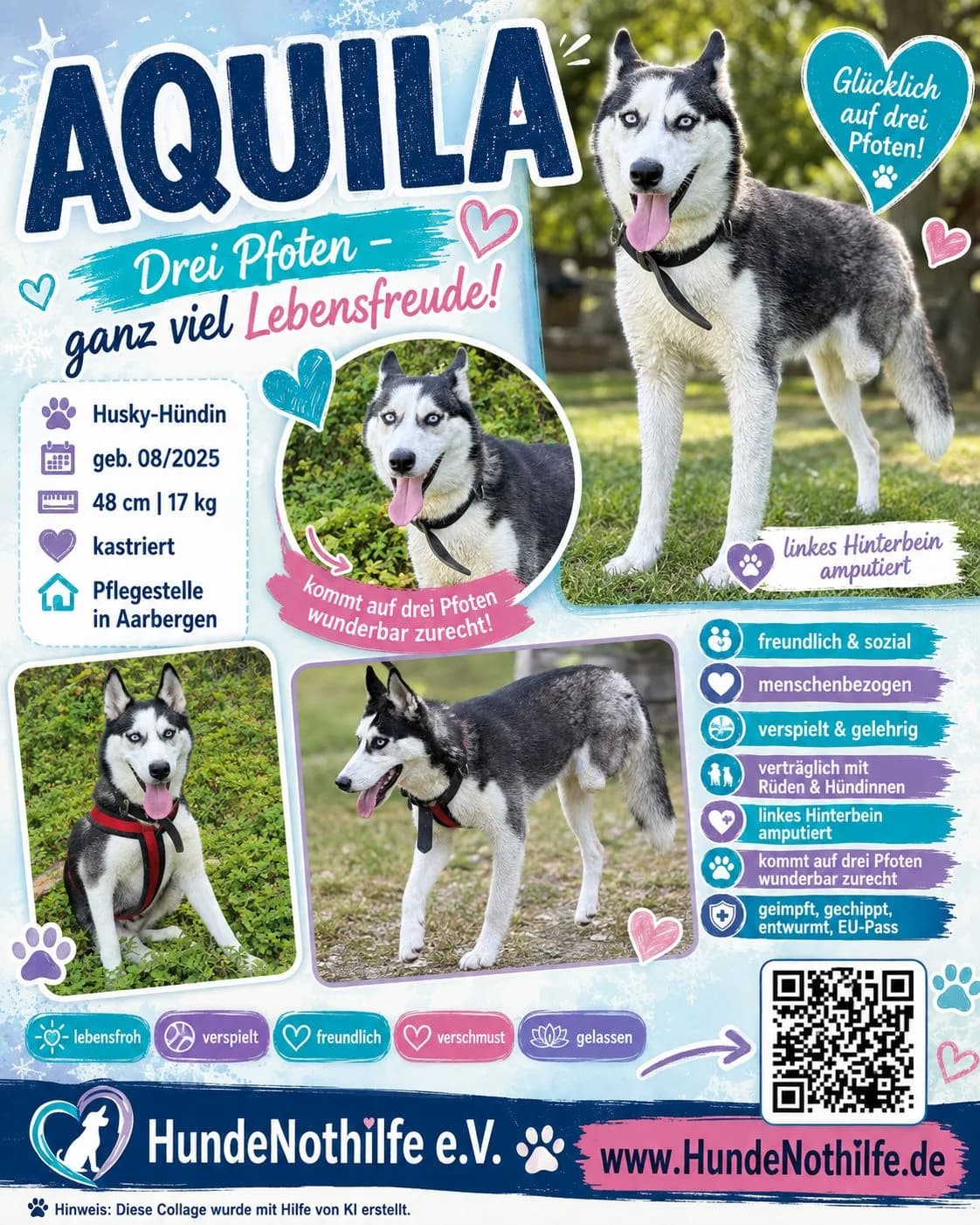 AQUILA, Husky, geb. 08/2025, female Mixed Breed for adoption at Hundenothilfe.de, Germany