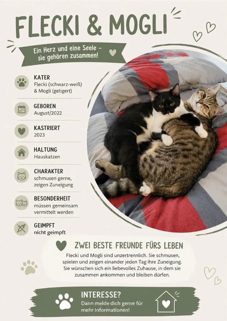 Flecki & Mogli, Kastriert 4yo mixed breed for adoption at Tierheim Ettlingen, Ettlingen
