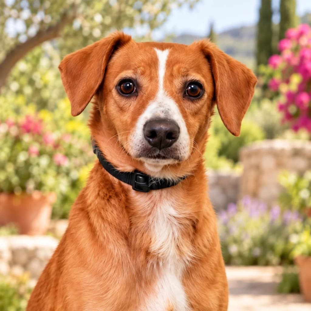Orfeo, Canela y blanco male 5yo mixed breed for adoption at APASA Xabia, Xabia