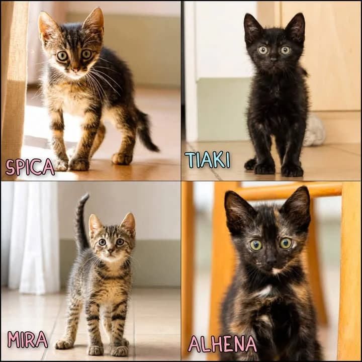 ♂️ Tiaki, ♀️ Spica, ♀️ Mira et ♀️ Alhena, female puppy Mixed Breed for adoption at SPA du Gers