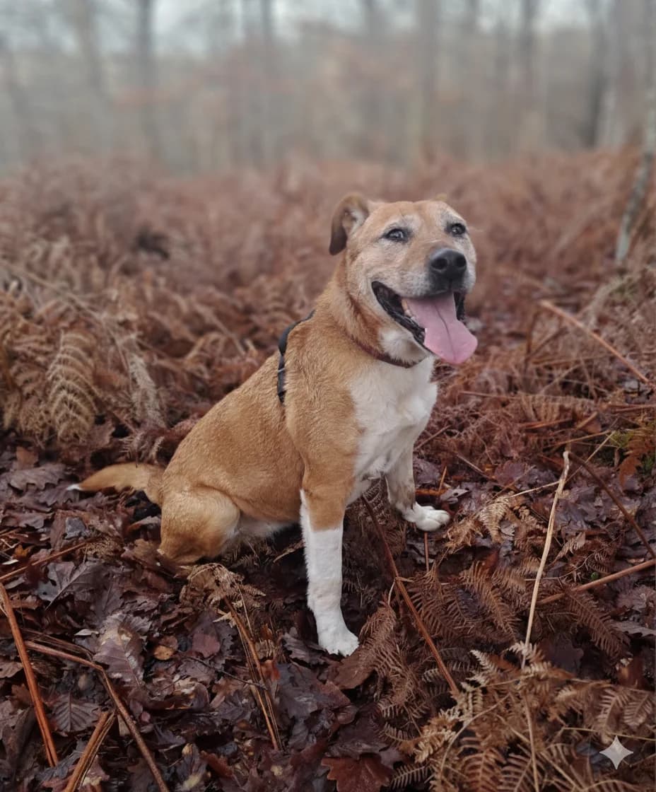 Lilou, female senior Bull Terrier for adoption at SPA de l
