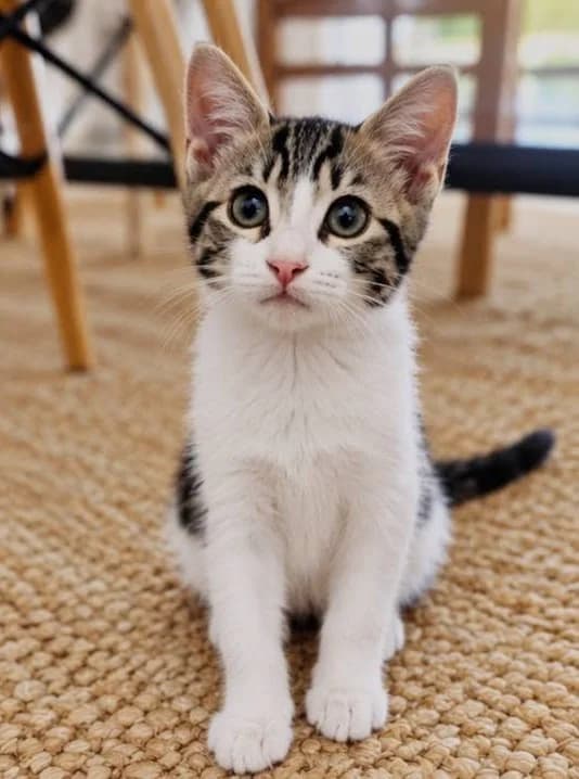 Pitchoune, tigré et blanc male puppy European Shorthair for adoption at Association Thalya Protection