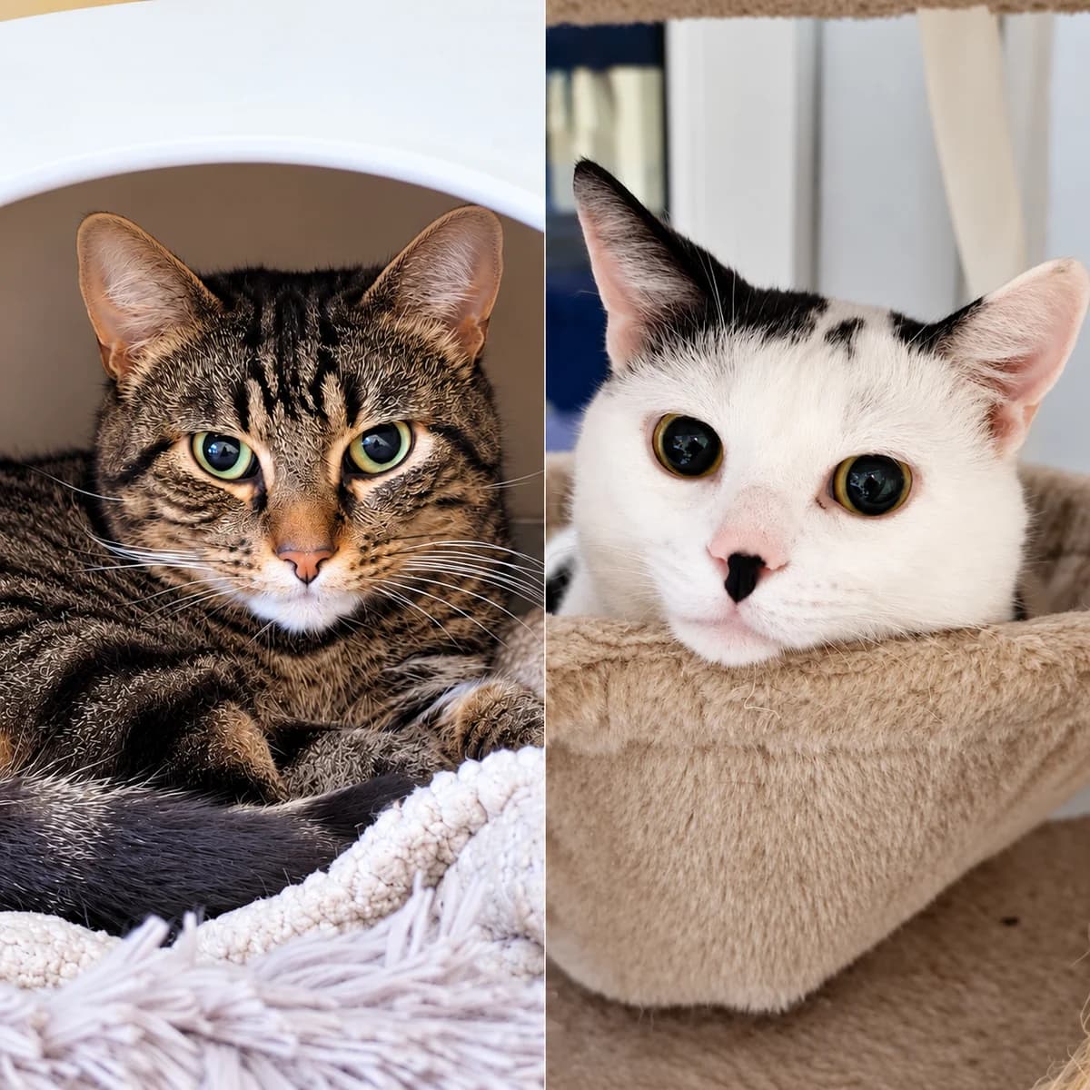 Sushi and Tyson, Black and White (Tyson) & Tabby (Sushi) male 3yo Mixed Breed Cat for adoption at Swansea Cats and Kittens