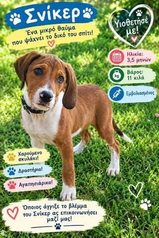 SNIKER (ΣΝΙΚΕΡ), male puppy Mixed Breed for adoption at Dogs Voice, Athens