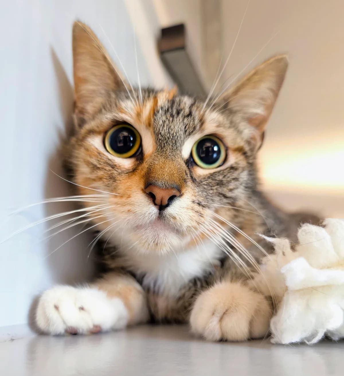 Sofietje, wit female young European Shorthair for adoption at Dierenasiel Offem